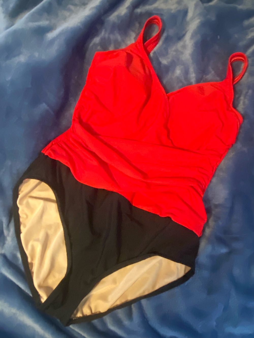 Carol Wior Red and Black One-Piece Swimsuit